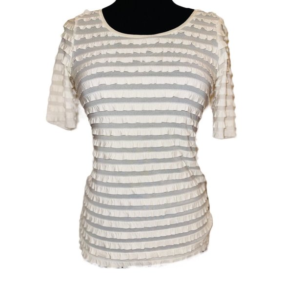 Karen Kane Tops - Karen Kane Ivory Ruffle Short Sleeve Blouse Size M